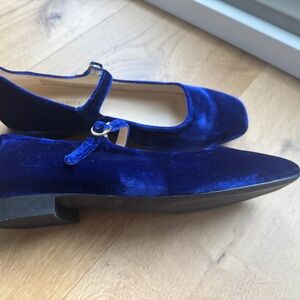 Poppy Barley Blue Velvet Mary Janes